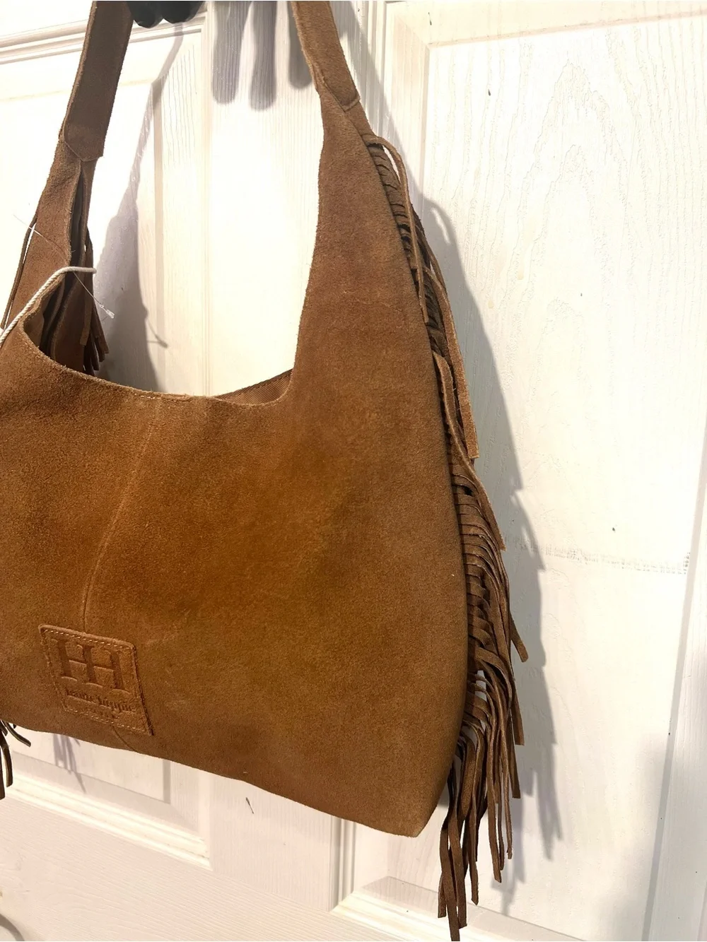 Haute Hippie brown fringed suede hobo bag-NWT